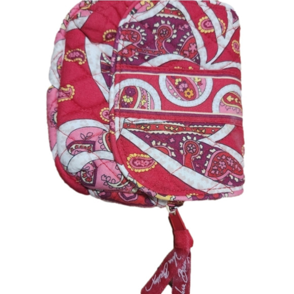 Vera Bradley Quilted Wristlet Wallet Red Paisley Floral Print Small Zip Pouch - Picture 4 of 8
